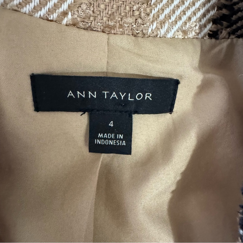Ann Taylor The Newbury Blazer in Check Tweed Brown Black patterned blazer Size 4 - Picture 12 of 13